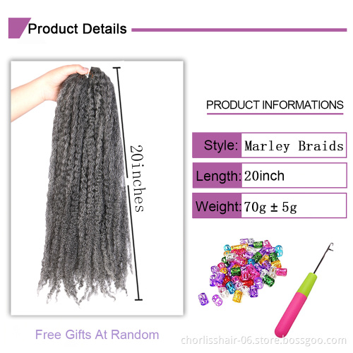 Wholesale cheap Ombre Long Soft Afro Kinky Curly Marley Synthetic Braids Hair Twist Crochet Braids Hair Braiding Hair Extension